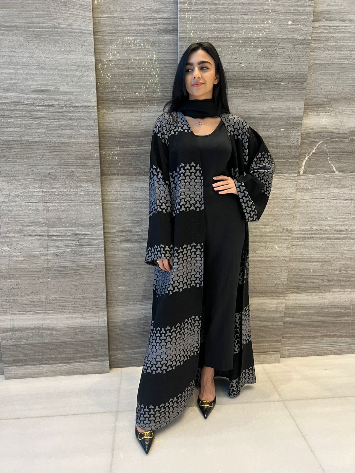 N/Black Grey Abaya